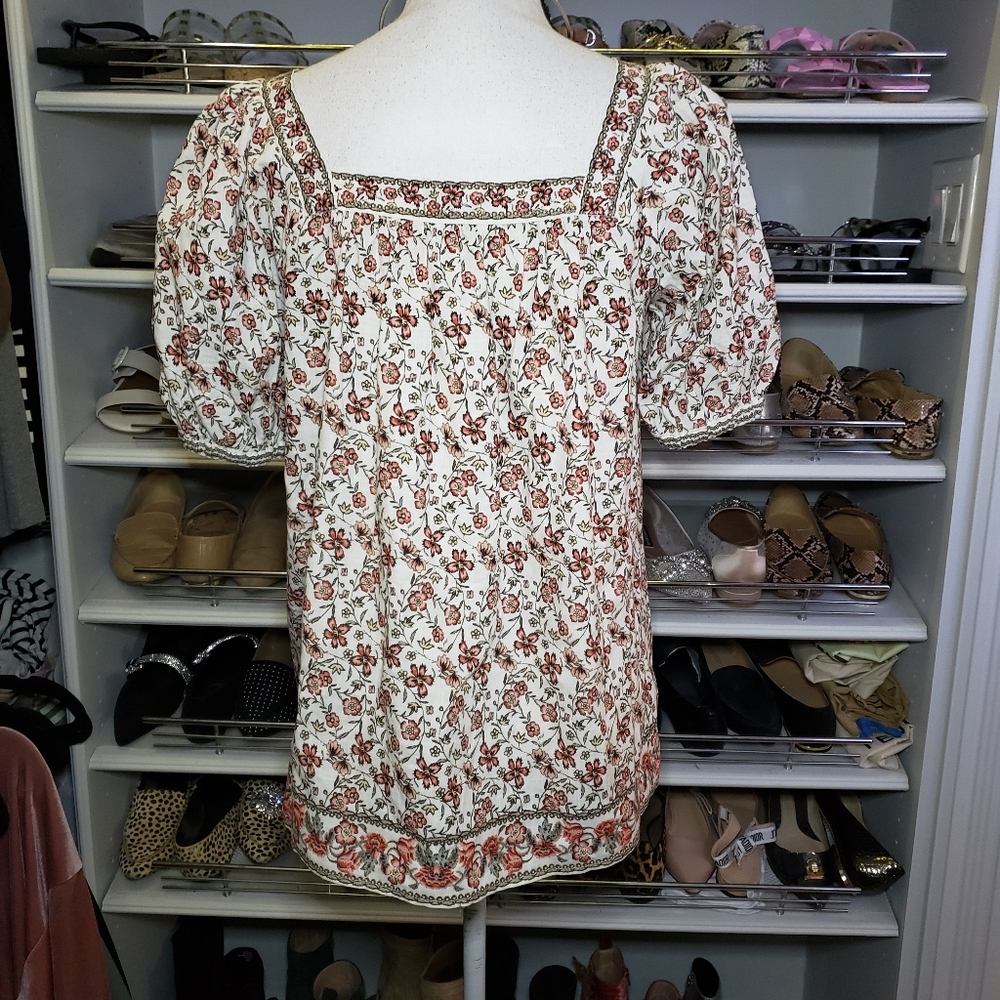 CLEARANCE Max Studio Boho Floral Print Top - Picture 3 of 7